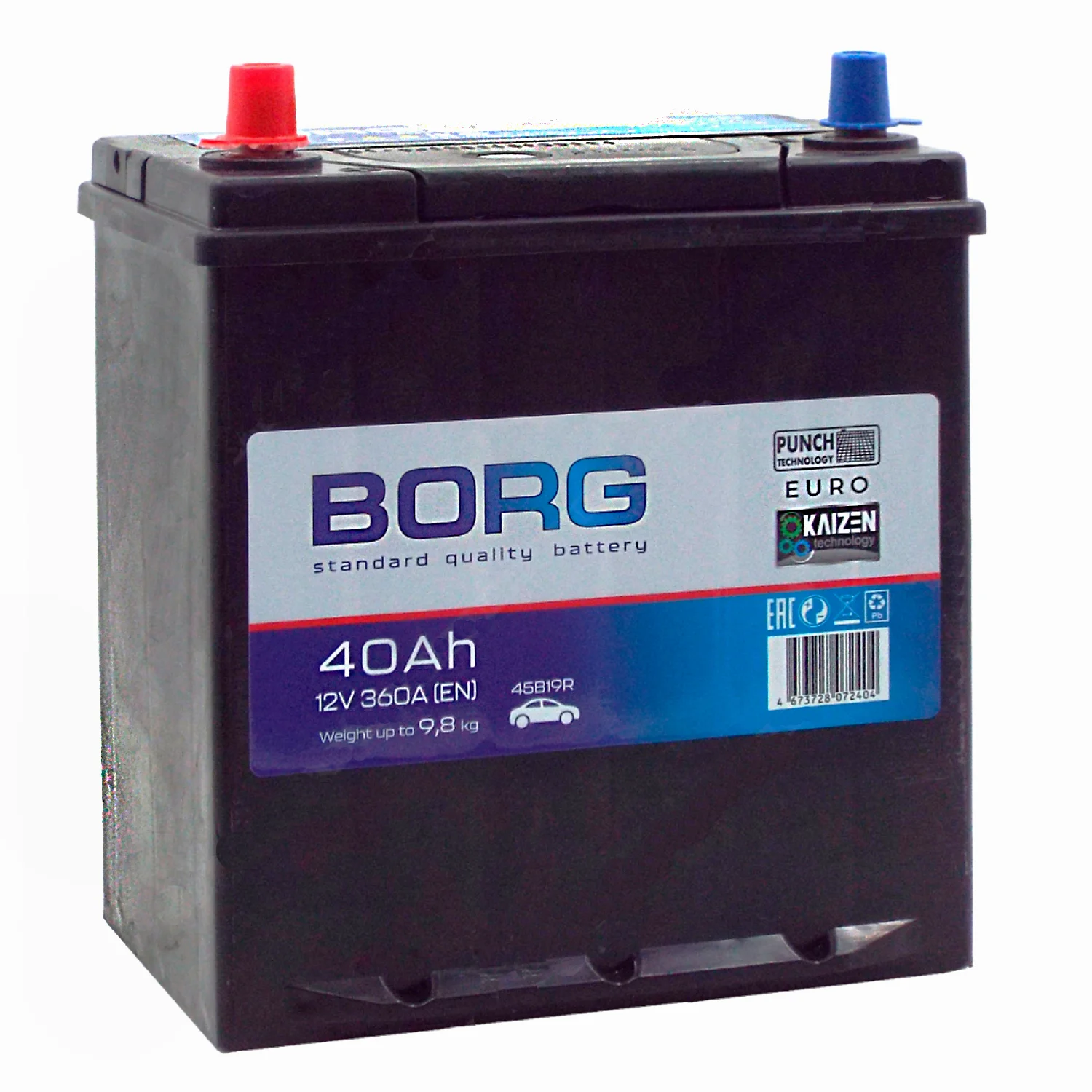 Аккумулятор BORG Standard Asia 45B19R 40 Ач п.п. (ТУРЦИЯ) РАСПРОДАЖА