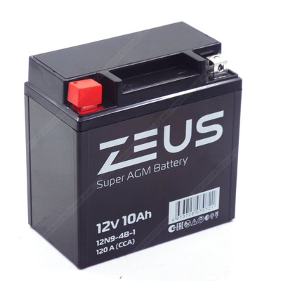Аккумулятор ZEUS SUPER AGM 10 Ач п.п. (12N9-4B-1) Прямая полярность