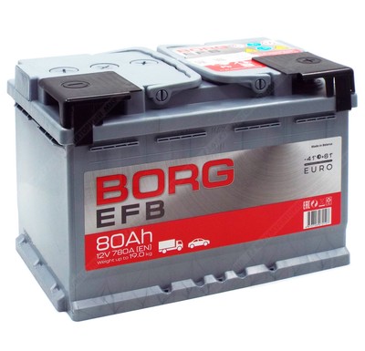 Аккумулятор BORG EFB 80 Ач о.п.