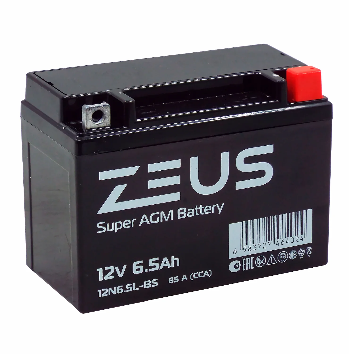 Аккумулятор ZEUS SUPER AGM 6.5 Ач о.п. (12N6.5L-BS)