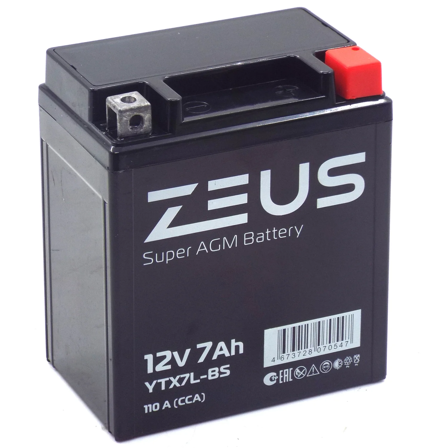 Аккумулятор ZEUS SUPER AGM 7 Ач о.п. (YTX7L-BS)