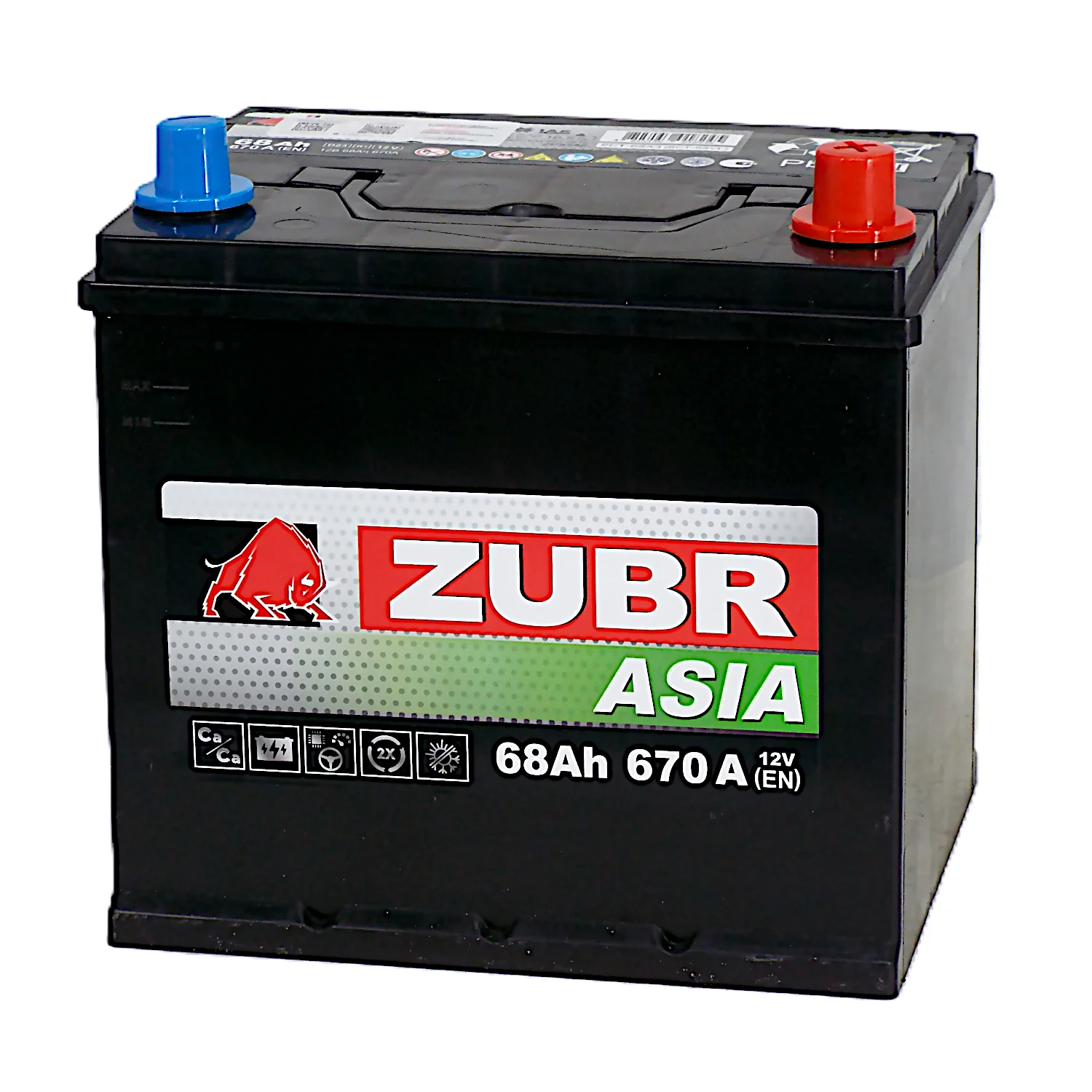 Аккумулятор ZUBR Premium ASIA 68 Ач о.п. Фото 1