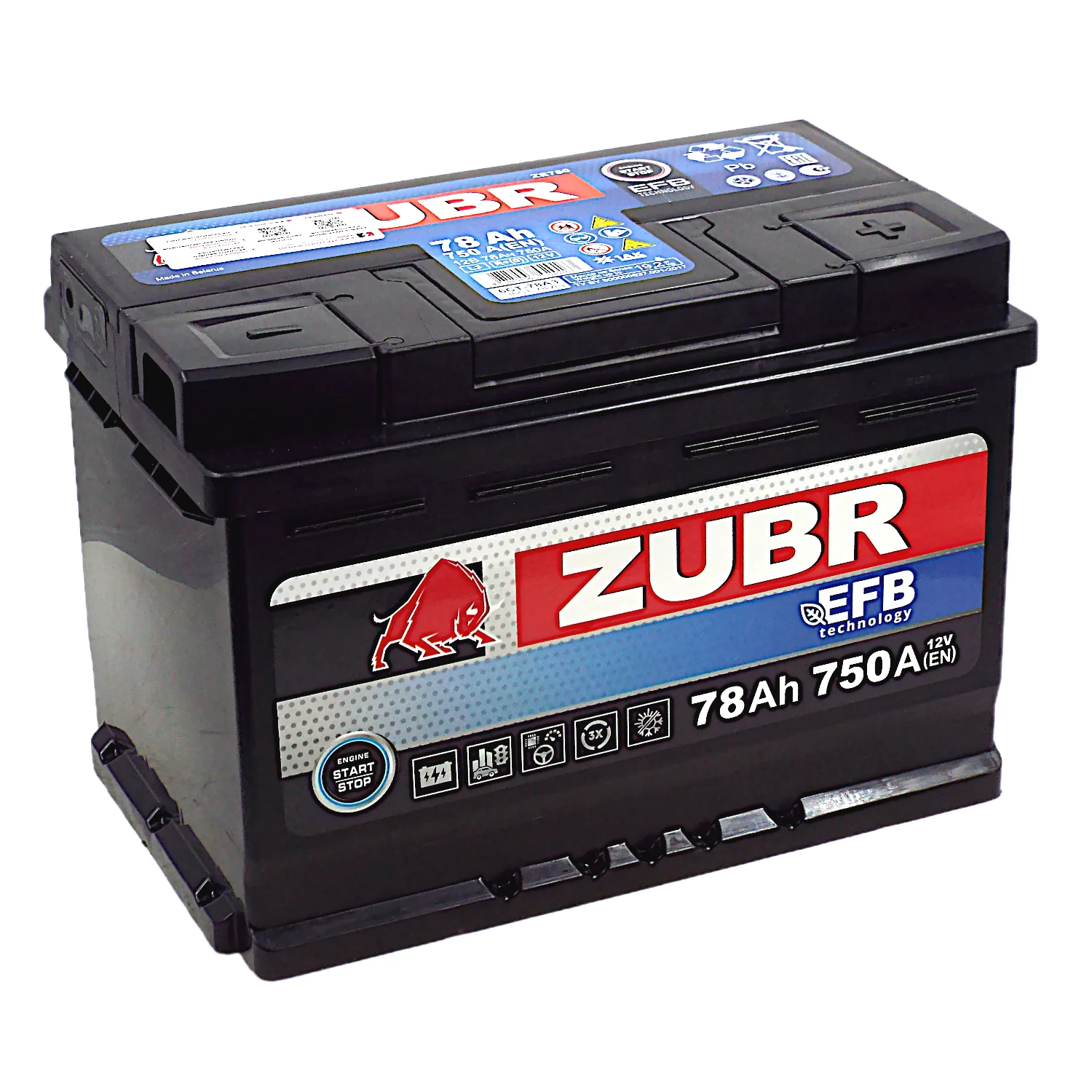 Аккумулятор ZUBR EFB 78 Ач о.п.