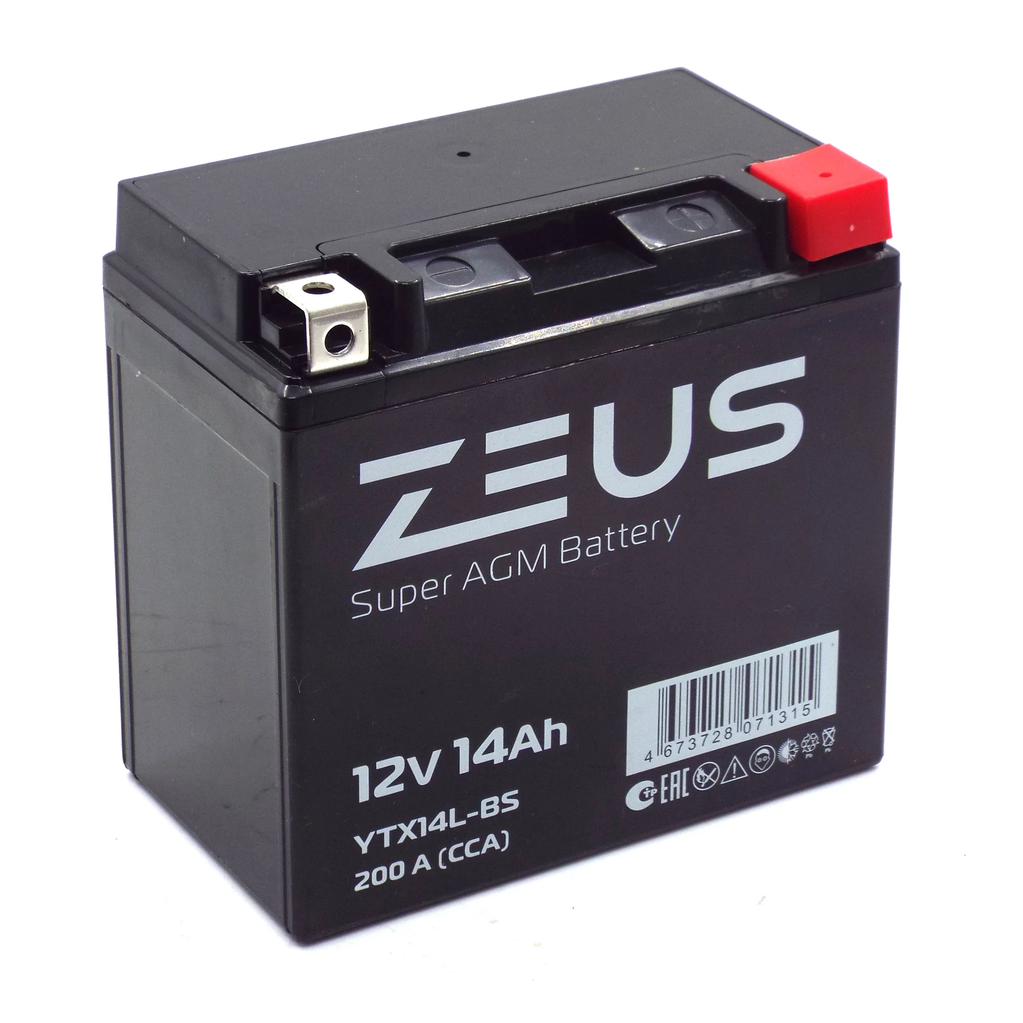 Аккумулятор ZEUS SUPER AGM 14 Ач о.п. (YTX14L-BS)