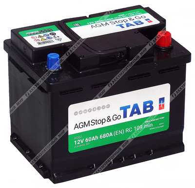 Аккумулятор TAB AGM Stop & Go AG60 60 Ач о.п.