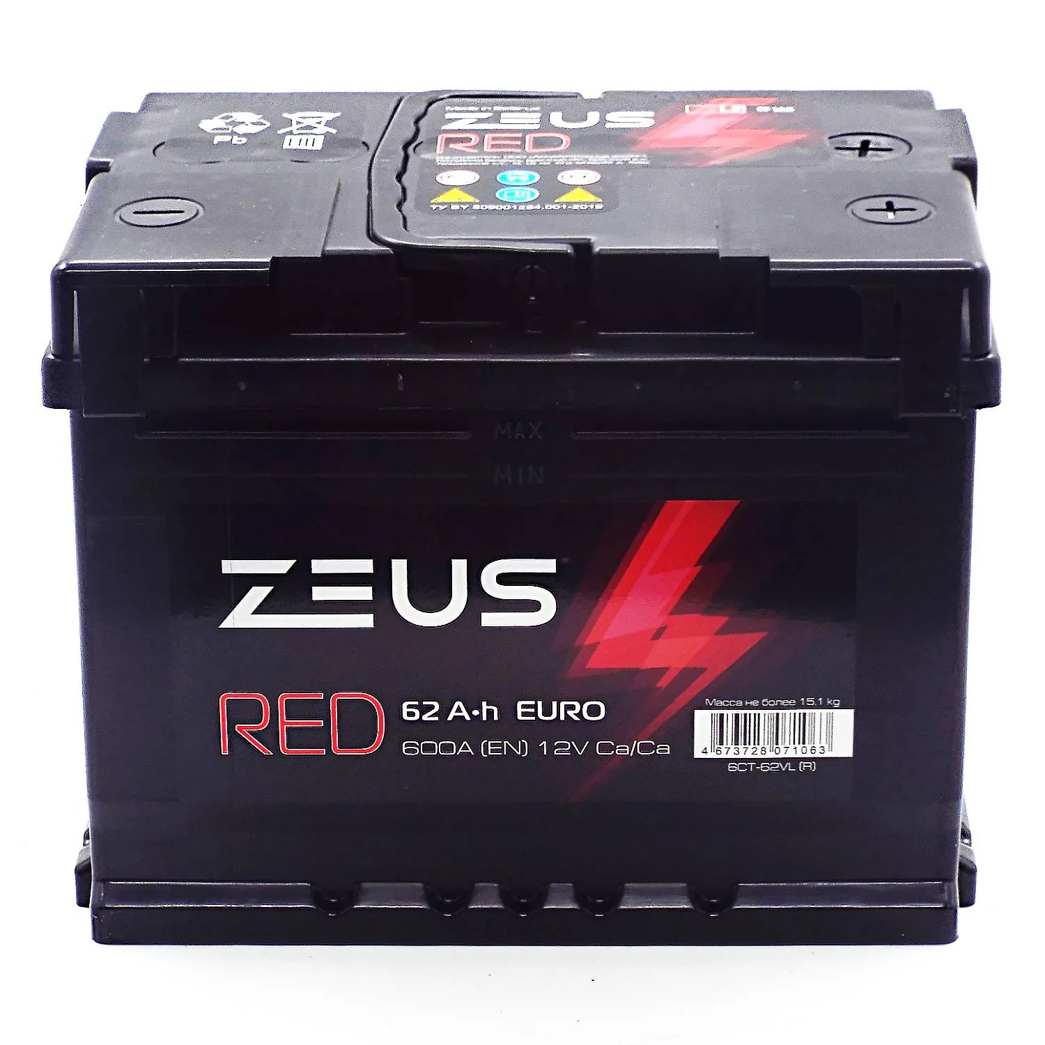 Аккумулятор ZEUS RED 62 Ач о.п. Фото 1