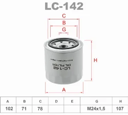 Фильтр масляный LYNX LC-142 (WP1026, SK805) TOYOTA Фото 1