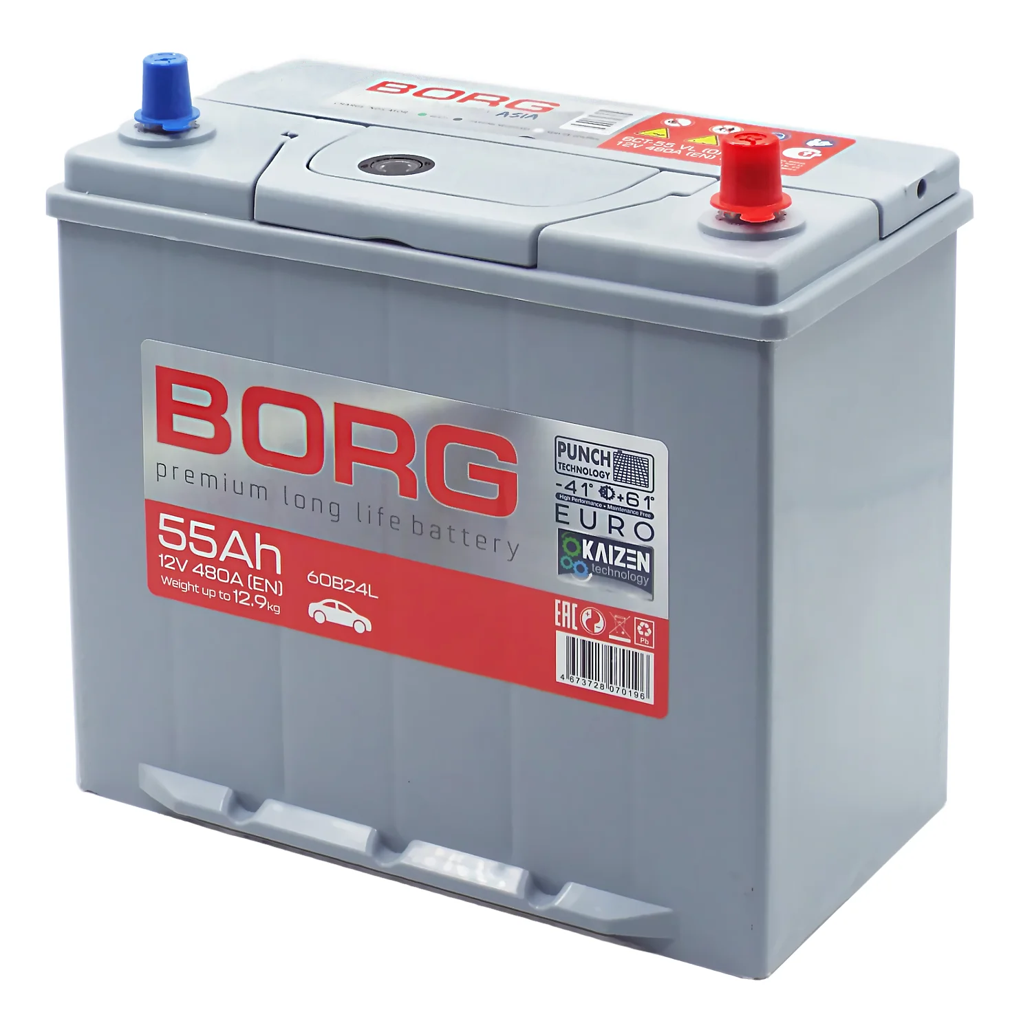 Аккумулятор BORG Premium Asia 60B24L 55 Ач о.п. Фото 1
