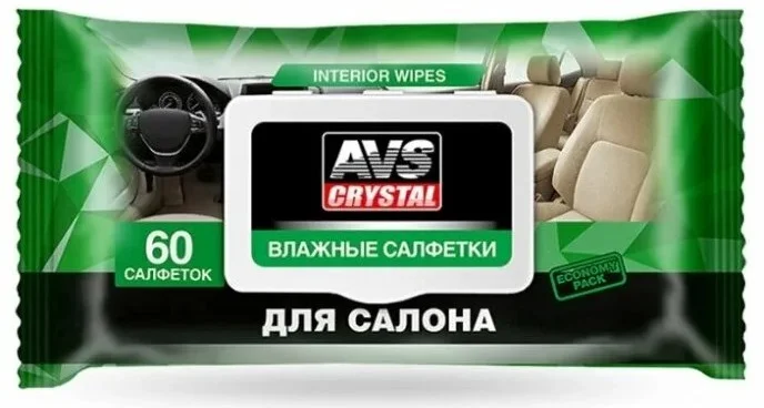 Салфетки влажные для салона AVS AVK-212 пластиковый клапан 60шт