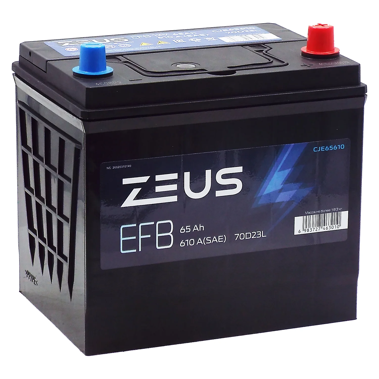 Аккумулятор ZEUS EFB Asia 70D23L 65 Ач о.п. Уценка!