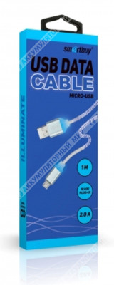 Кабель Smartbuy USB - microUSB, 2А, 1м, с индикацией, синий (iK-12ssbox blue)