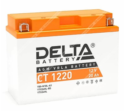 Аккумулятор DELTA СТ 1220 AGM 20 Ач о.п. (YTX24HL-BS)