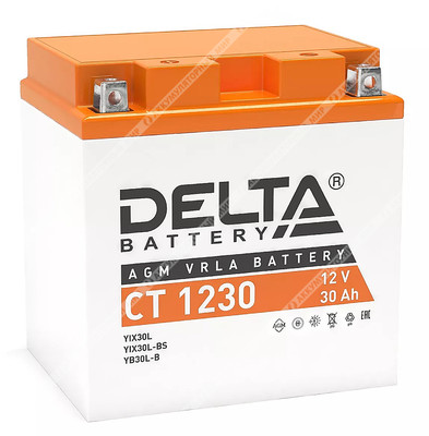 Аккумулятор DELTA СТ 1230 AGM 30 Ач о.п. (YTX30L-BS)