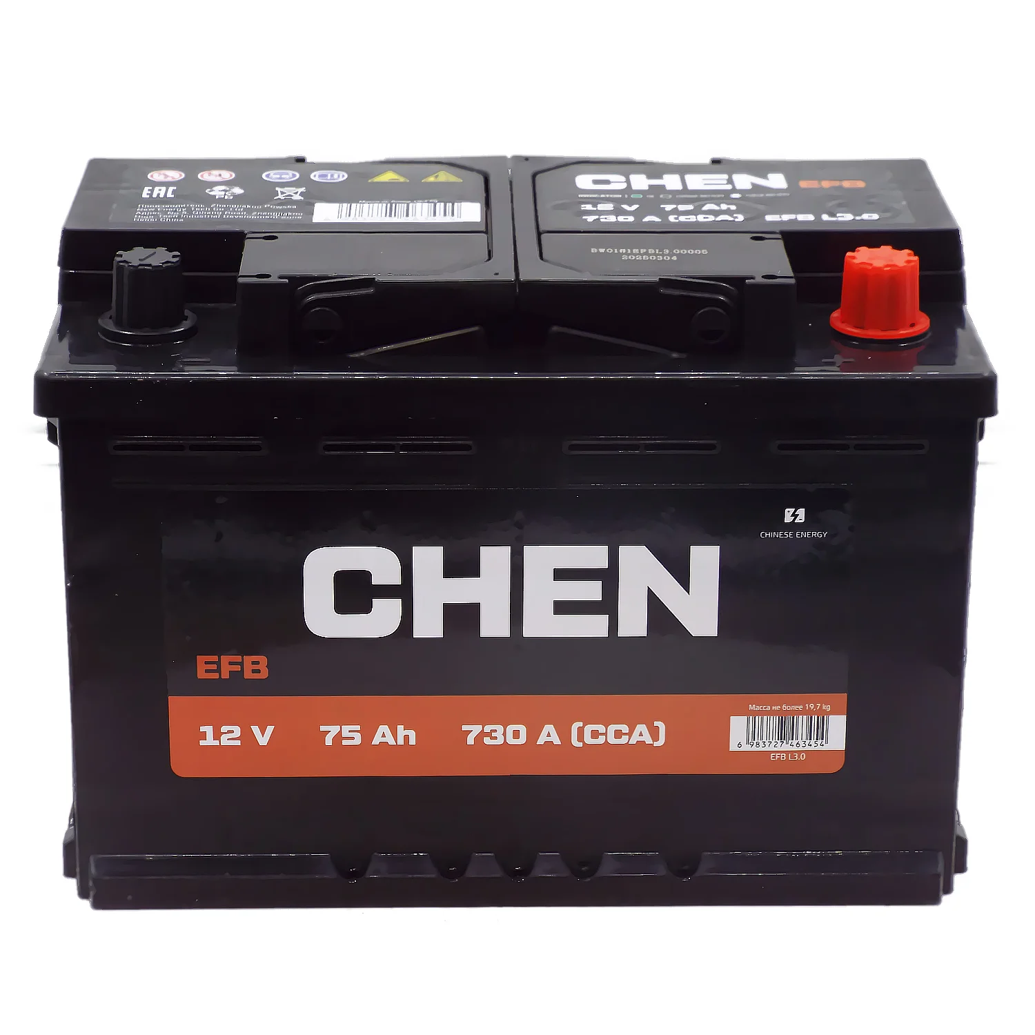 Аккумулятор CHEN EFB 75 Ач о.п. (730A) Фото 1