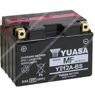 Аккумулятор Yuasa мото AGM 10 Ач п.п. (YT12A-BS)