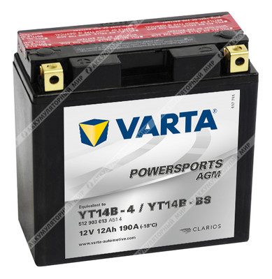 Аккумулятор VARTA Powersports AGM 12 Ач п.п. (YT14B-BS) 512 903 013
