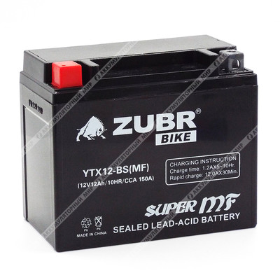 Аккумулятор ZUBR BIKE 12 Ач п.п. (YTX12-BS)