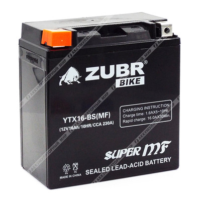 Аккумулятор ZUBR BIKE 16 Ач п.п. (YTX16-BS)