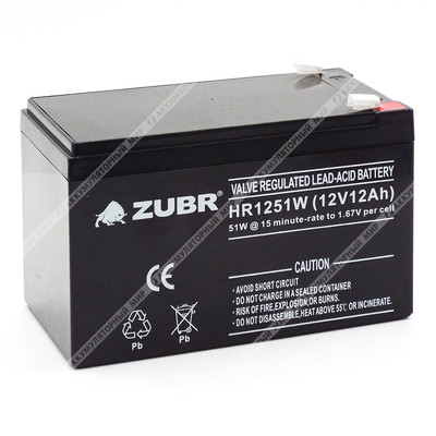 Аккумулятор ZUBR HR1251W (12V12Ah) универсальный