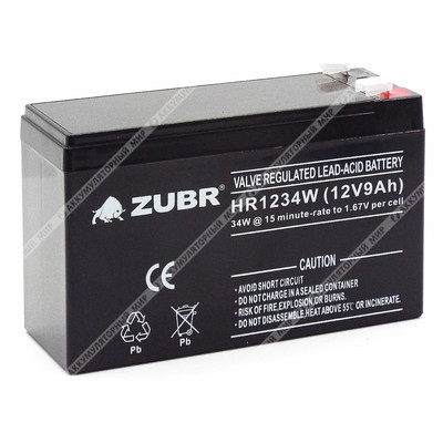 Аккумулятор ZUBR HR1234W (12V9Ah) универсальный