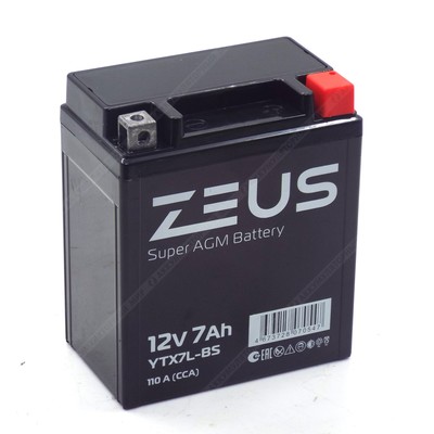 Аккумулятор ZEUS SUPER AGM 7 Ач о.п. (YTX7L-BS)