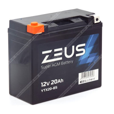 Аккумулятор ZEUS SUPER AGM 20 Ач п.п. (YTX20-BS)