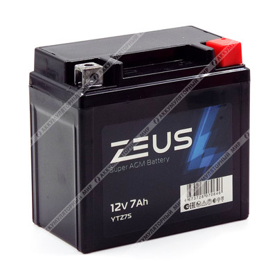 Аккумулятор ZEUS SUPER AGM 7 Ач о.п. (YTZ7S)