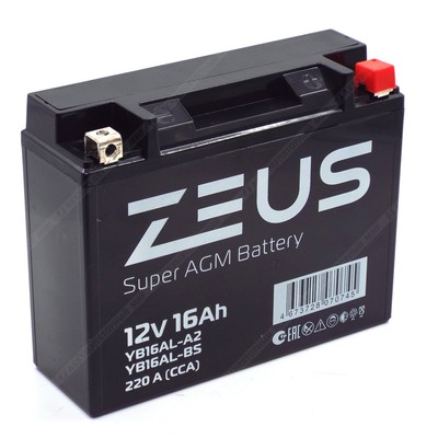 Аккумулятор ZEUS SUPER AGM 16 Ач о.п. (YВ16AL-A2)