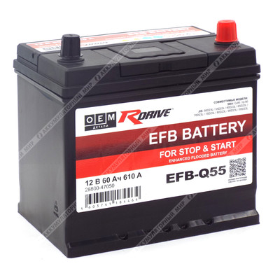 Аккумулятор RDrive OEM EFB-Q55 Asia 60 Ач о.п. 28800-47050