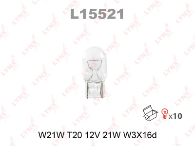 Лампа накаливания W21W 12V W3X16D LYNXauto L15521
