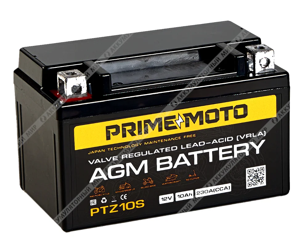 Аккумулятор PRIME MOTO AGM PTZ10S 10 Ач п.п. Фото 1