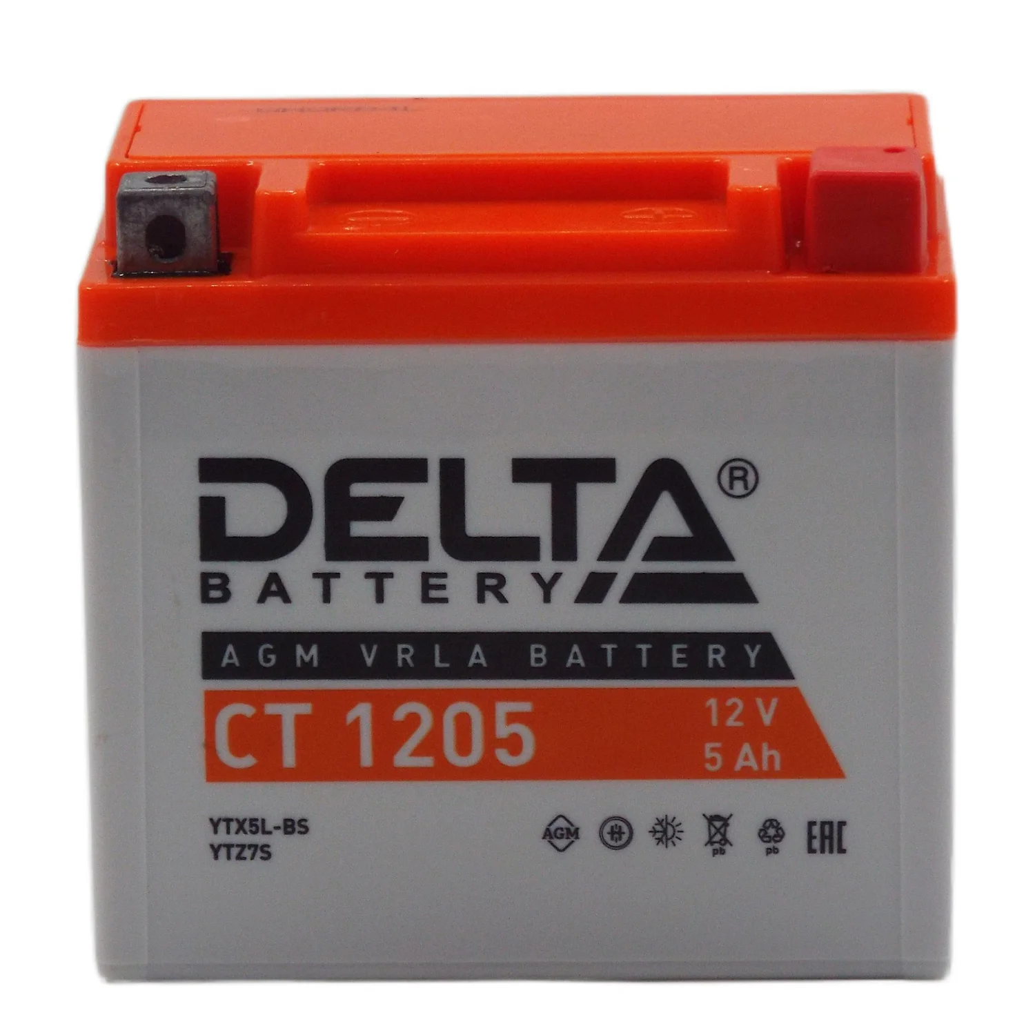 Аккумулятор DELTA СТ 1205 AGM 5 Ач о.п. (YTX5L-BS) Фото 1
