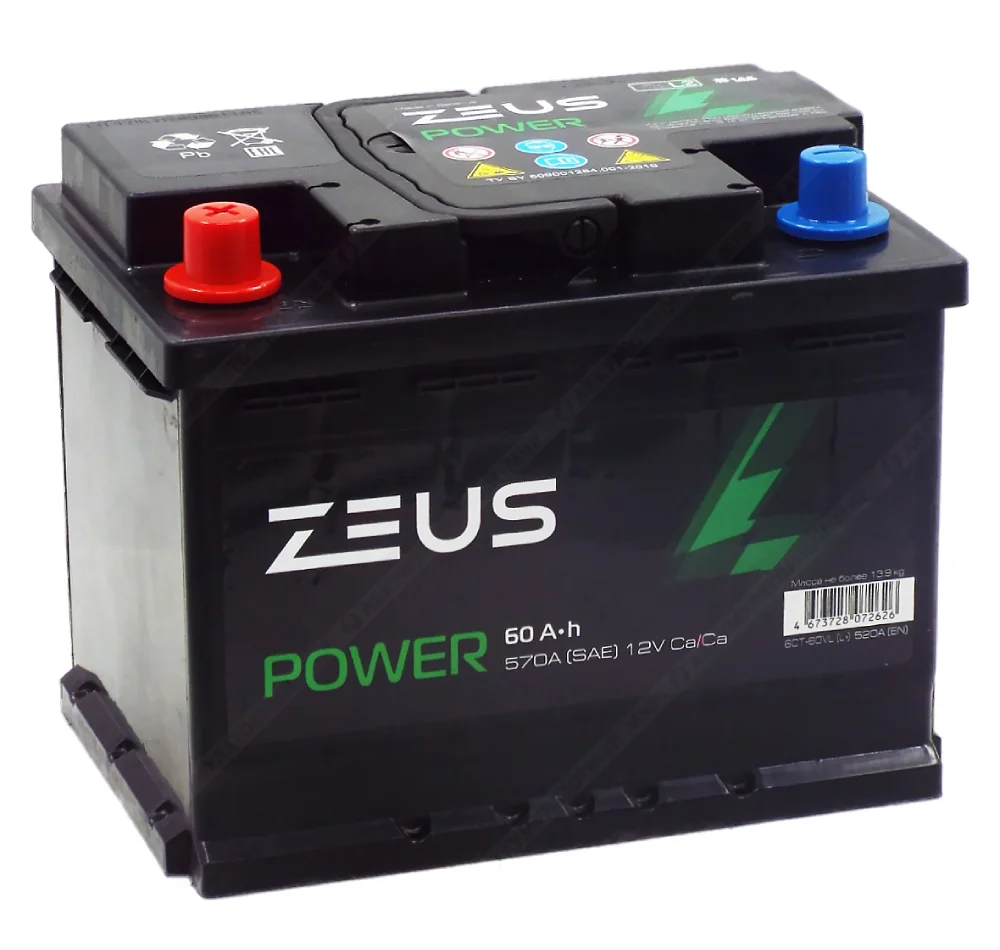 Аккумулятор ZEUS POWER 60 Ач п.п. 1AK Уценка!
