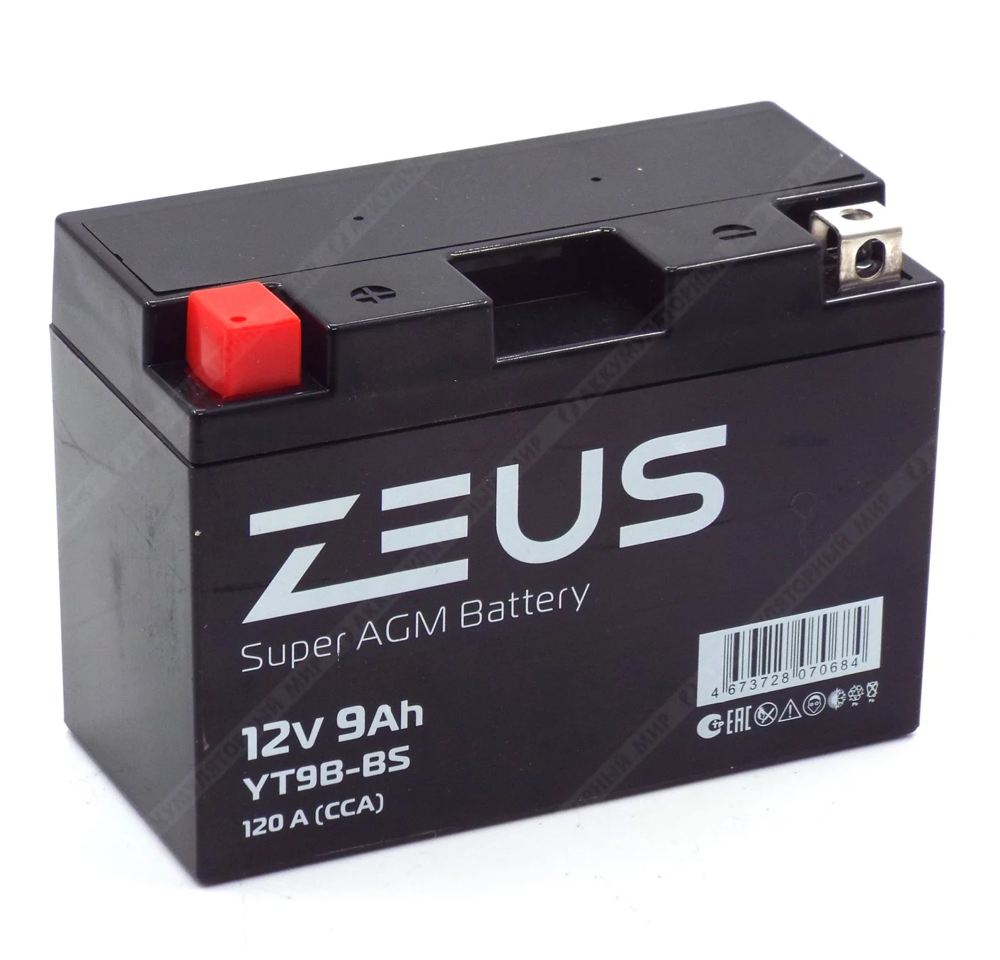 Аккумулятор ZEUS SUPER AGM 9 Ач п.п. (YT9B-BS)