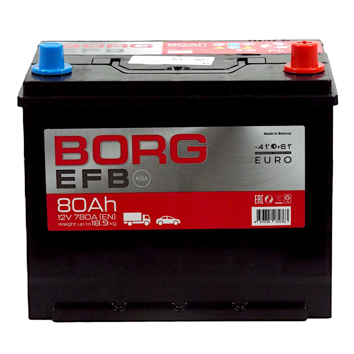 Аккумулятор BORG EFB Asia 80 Ач о.п. Фото 1