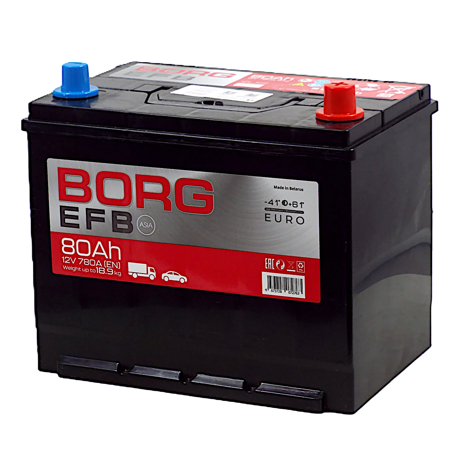 Аккумулятор BORG EFB Asia 80 Ач о.п. Фото 1