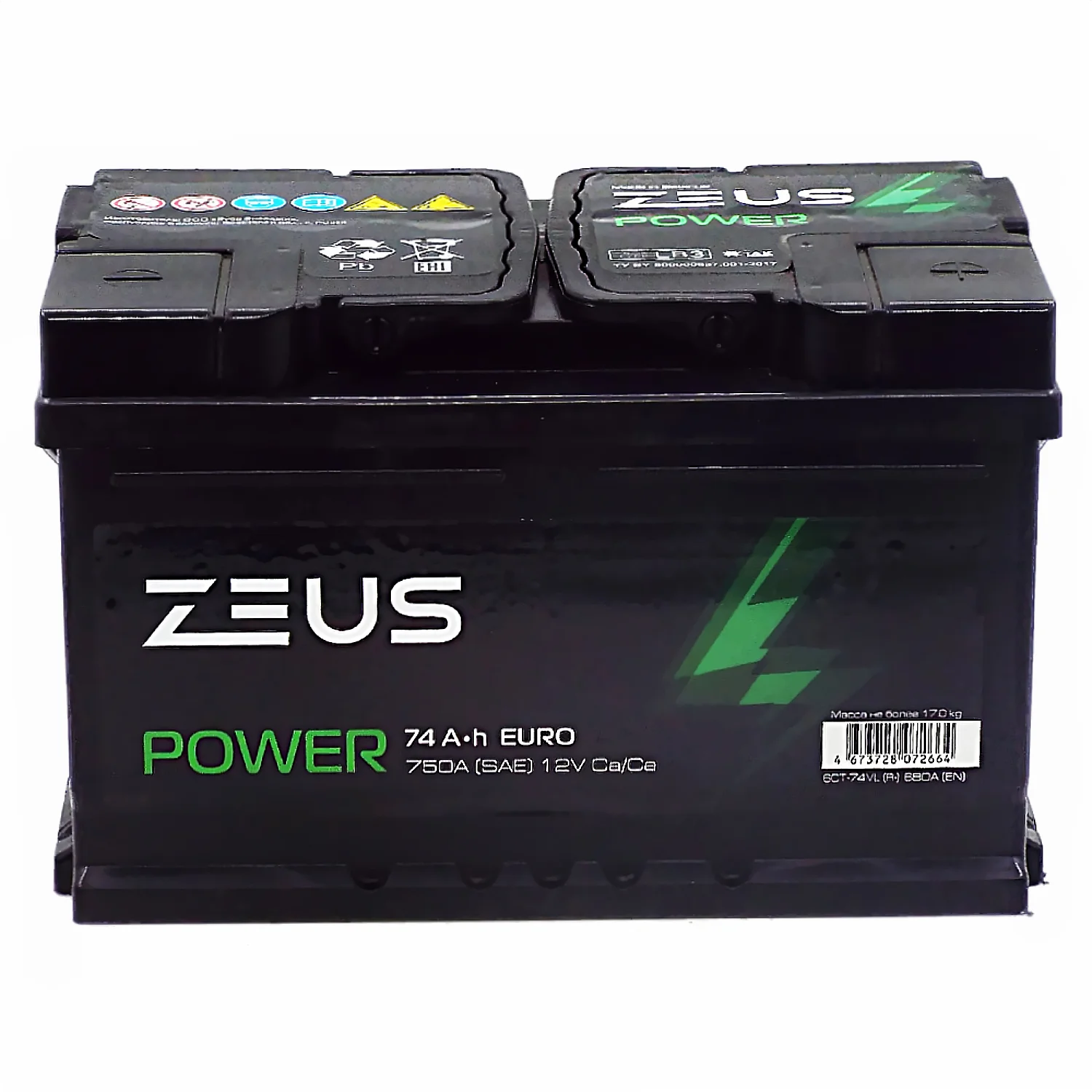 Аккумулятор ZEUS POWER LB3 74 Ач о.п. 1AK Фото 1