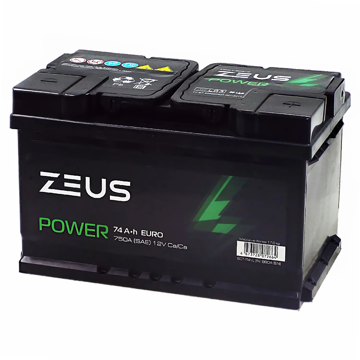 Аккумулятор ZEUS POWER LB3 74 Ач о.п. 1AK Фото 1