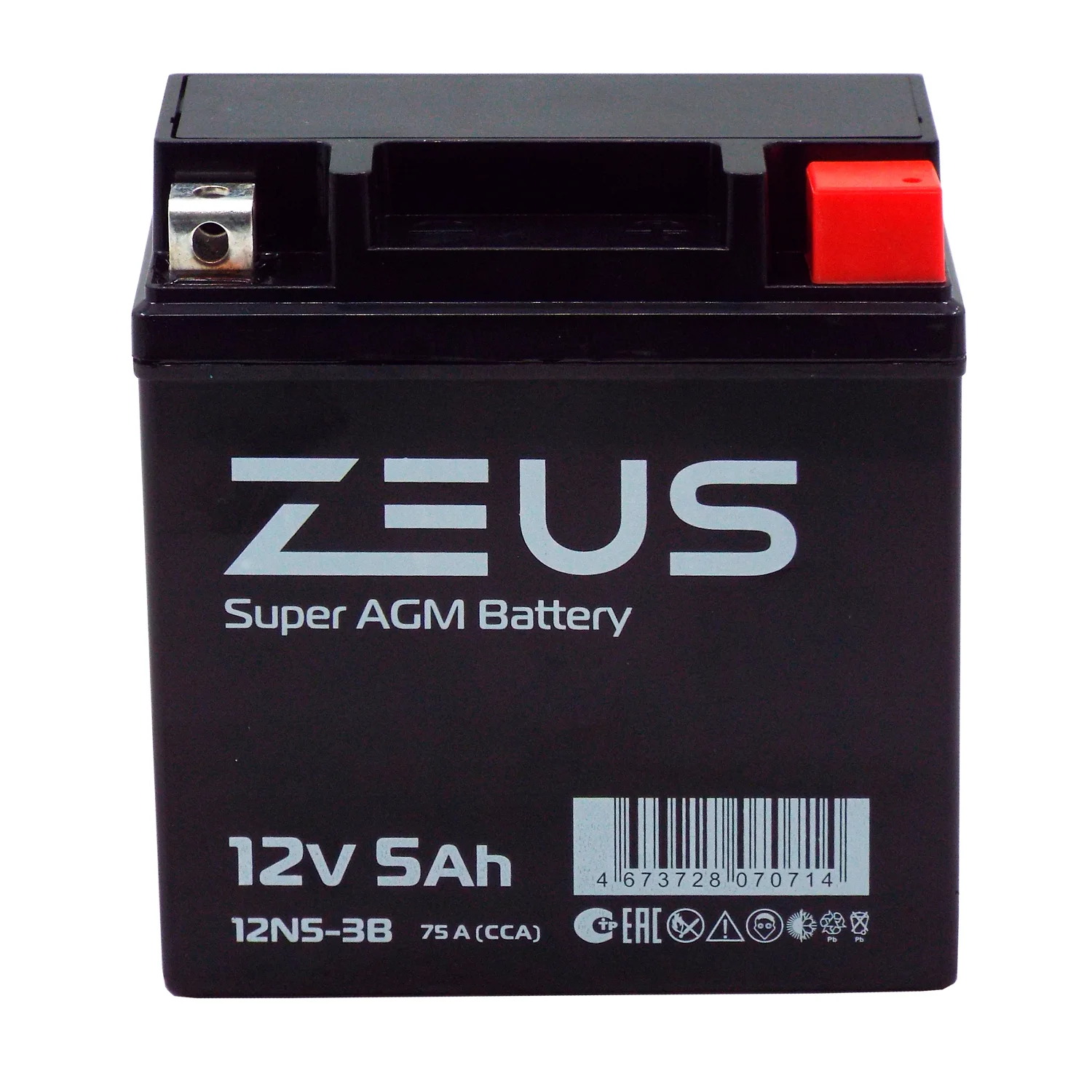 Аккумулятор ZEUS SUPER AGM 5 Ач о.п. (12N5-3B) Фото 1