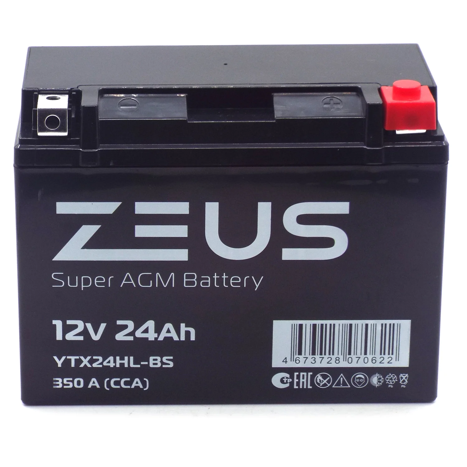 Аккумулятор ZEUS SUPER AGM 24 Ач о.п. (YTX24HL-BS) Фото 1