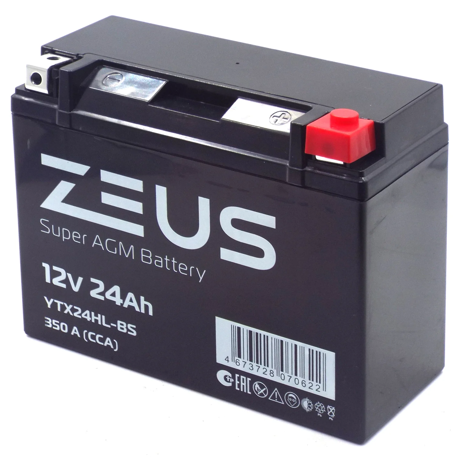 Аккумулятор ZEUS SUPER AGM 24 Ач о.п. (YTX24HL-BS) Фото 1