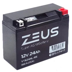 Аккумулятор ZEUS SUPER AGM 24 Ач о.п. (YTX24HL-BS) Фото 1