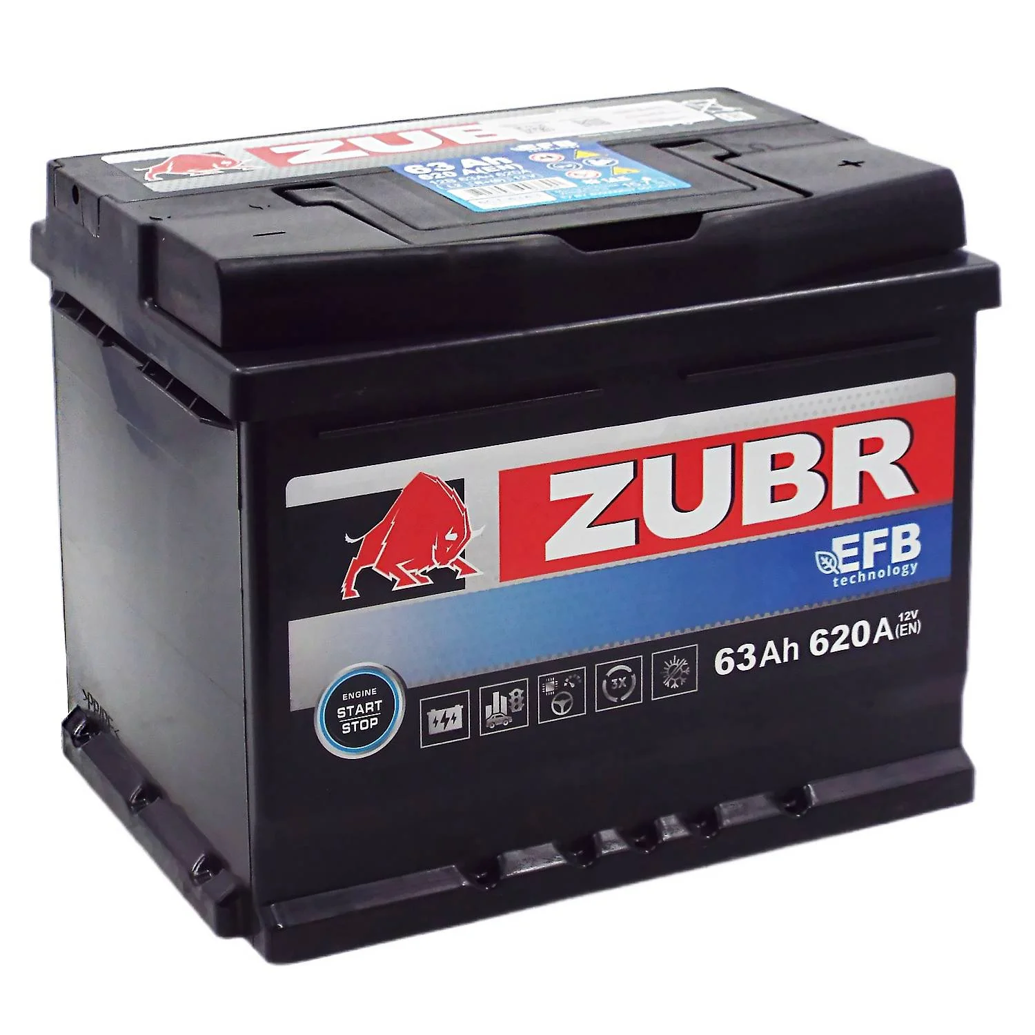 Аккумулятор ZUBR EFB 63 Ач о.п. УЦЕНКА