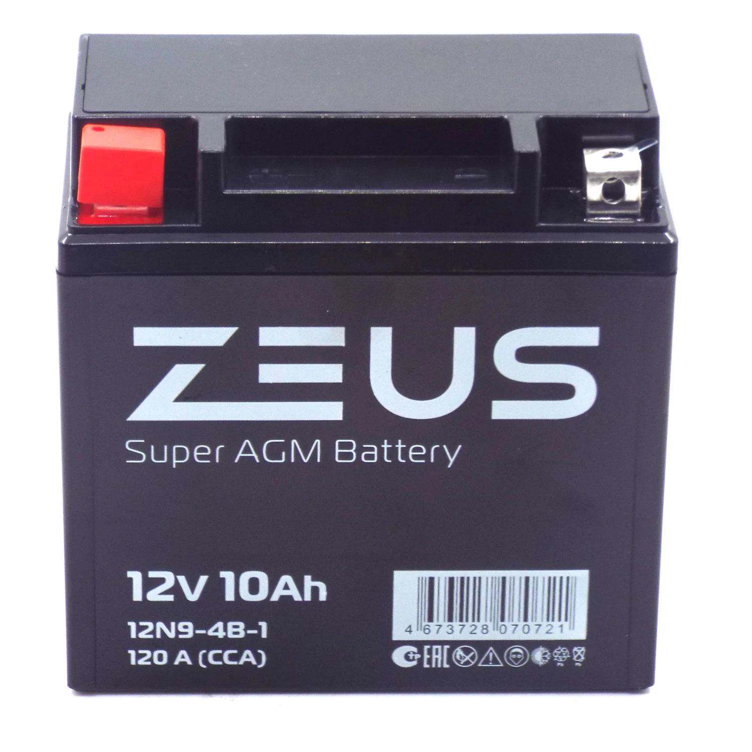 Аккумулятор ZEUS SUPER AGM 10 Ач п.п. (12N9-4B-1) Фото 1