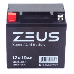 Аккумулятор ZEUS SUPER AGM 10 Ач п.п. (12N9-4B-1) Фото 1