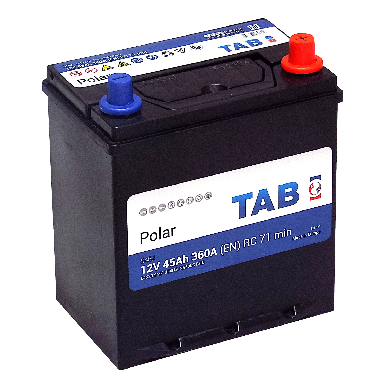 Аккумулятор TAB Роlar S45J Asia 45 Ач о.п.