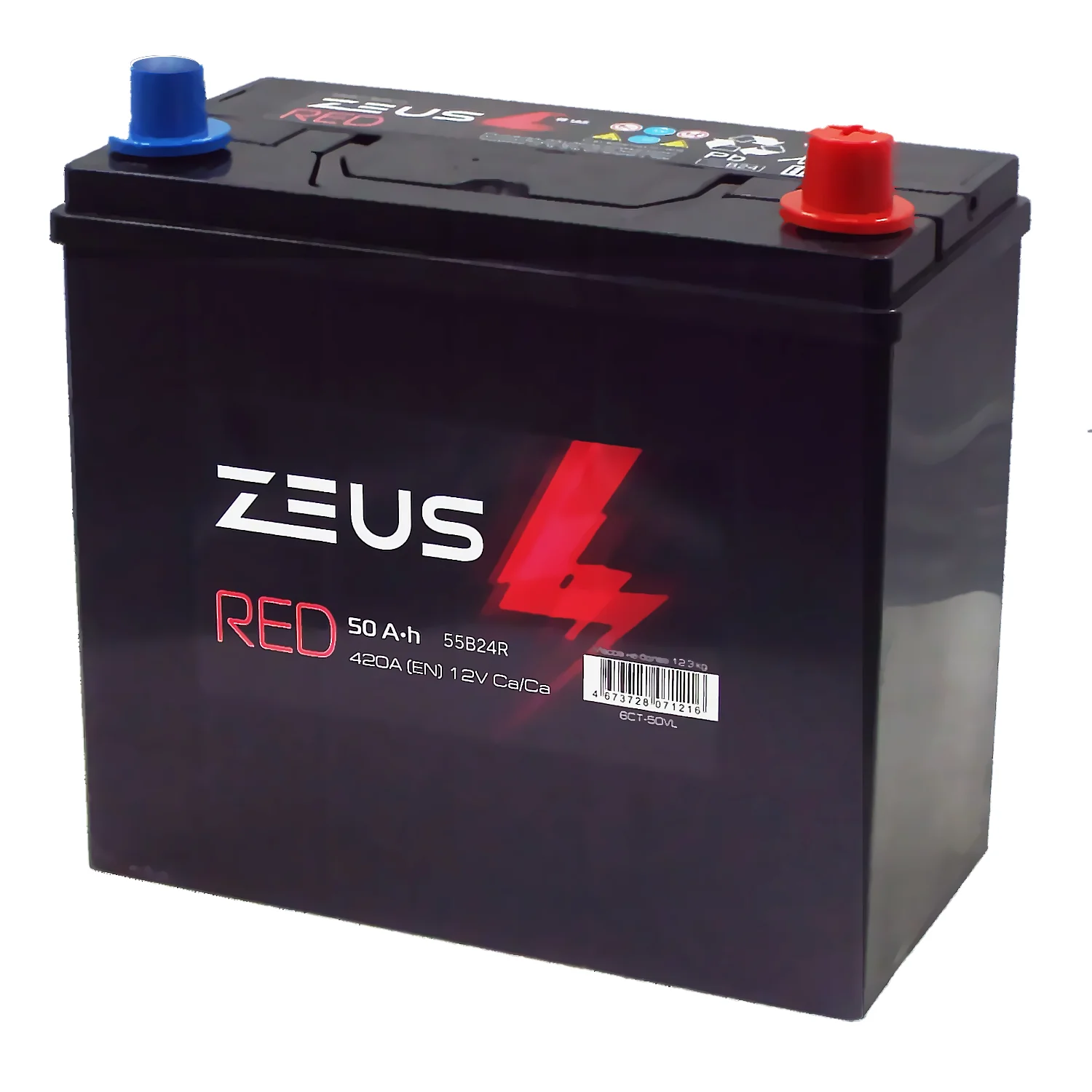 Аккумулятор ZEUS RED Asia 55B24R 50 Ач о.п. Фото 1